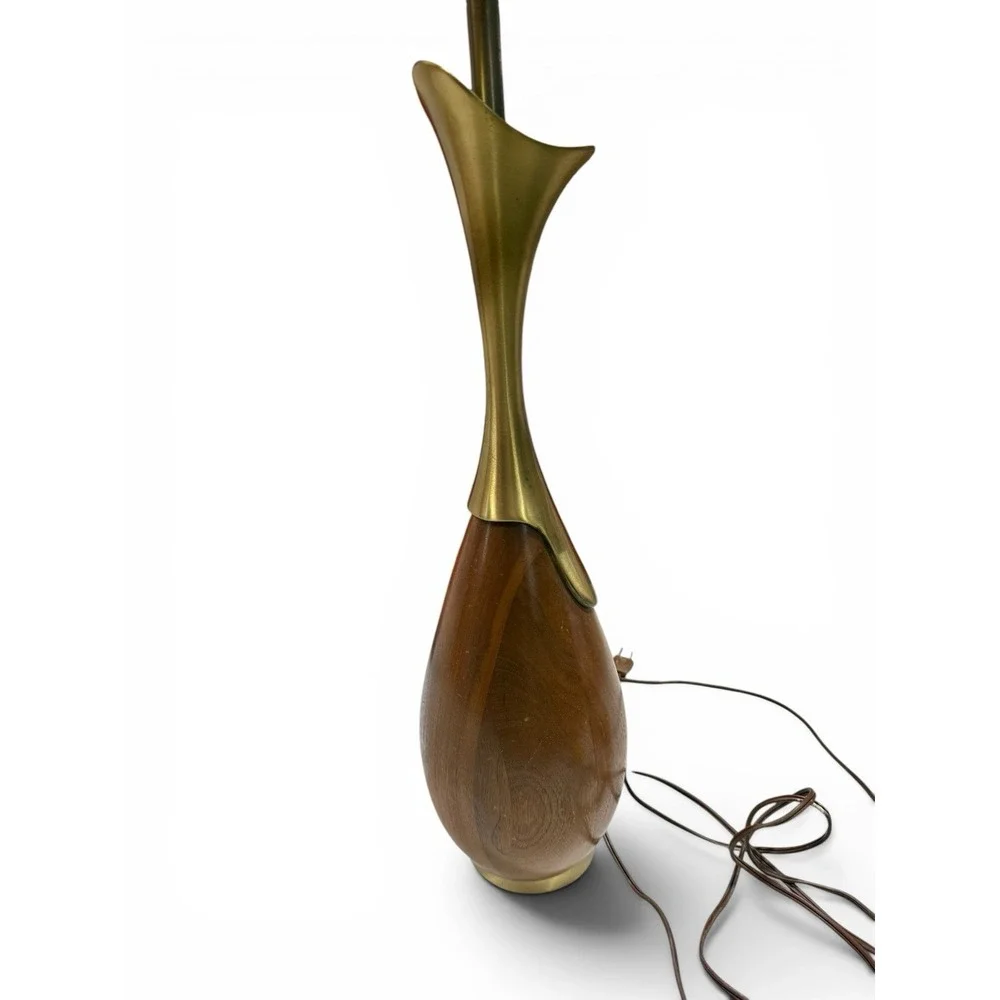 Tony Paul Sculpted Brass & Walnut Table Lamp for Westwood Industries